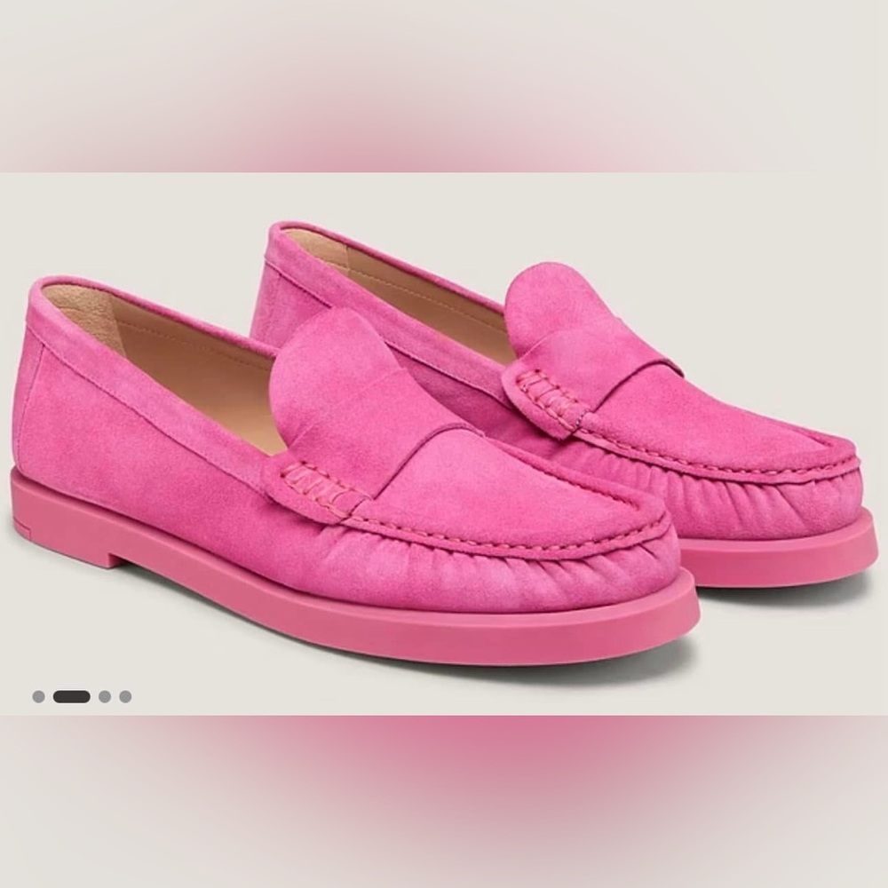 Stuart Weitzman Vibrant Pink Suede Loafers